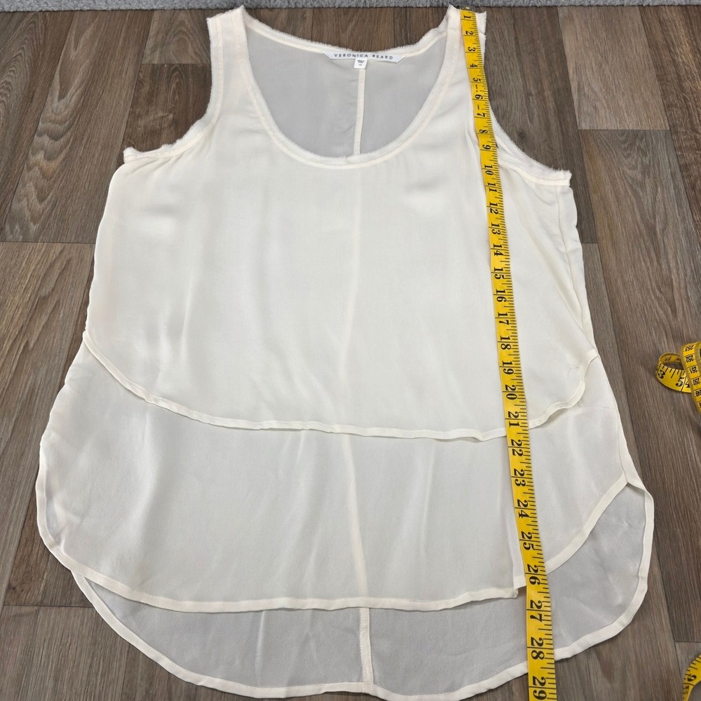 Veronica Beard Women's Size 12‎ Silk Tank Top Layered Sleeveless Blouse Ivory - Picture 7 of 11